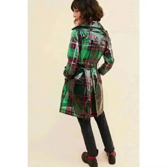 NEW EVA FRANCO LONDON FROG PLAID RAIN COAT - Picture 3 of 7